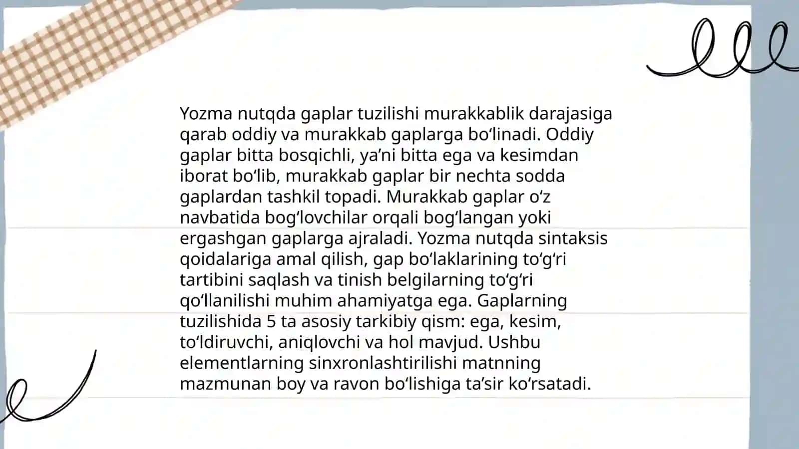 Gap ustida ishlashga oid mustaqil ishlar 4