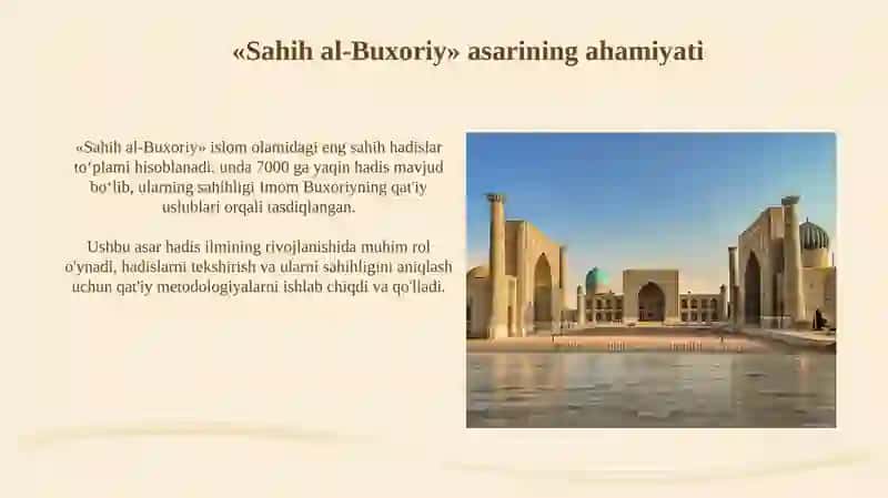 Imom Buxoriy va Imom Termiziyning hadis ilmiga qo'shgan hissalar 4