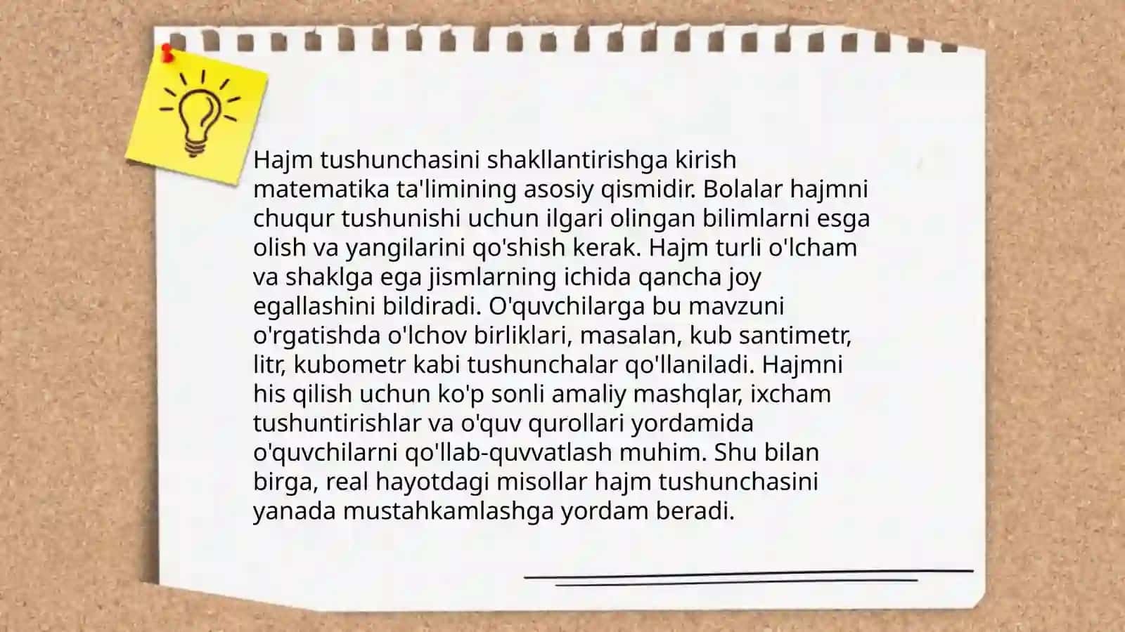 Oʻquvchilarda hajm haqidagi tasavvurlarni shakllantirish, uning oʻlchov birliklari bilan tanishtirish metodikasi 4