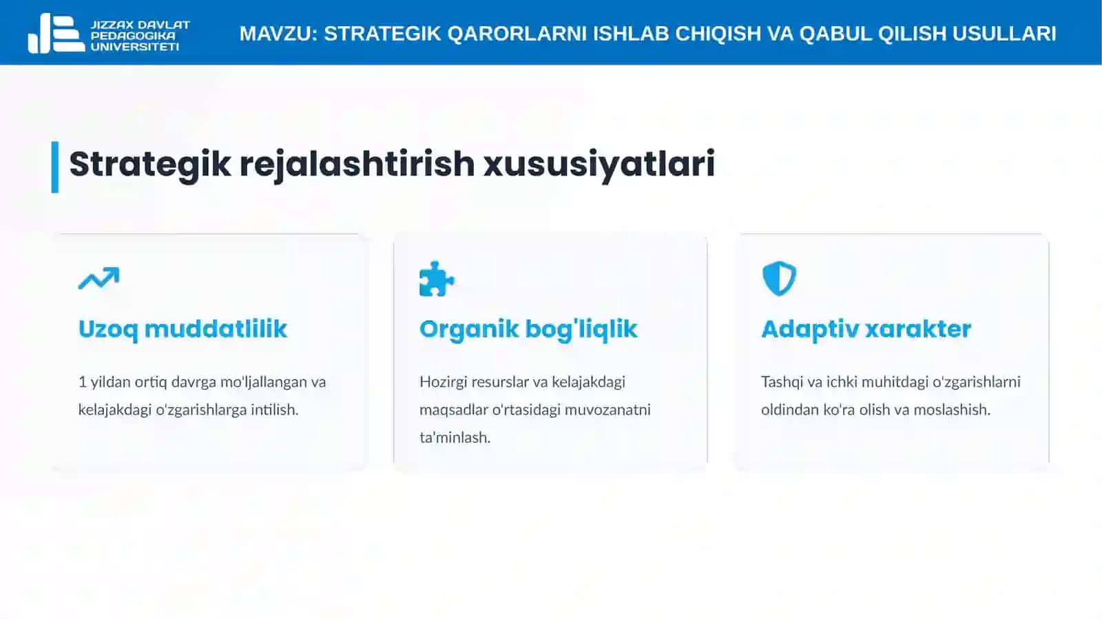 13-mavzu. Strategik qarorlarni ishlab chiqish va qabul qilish usullari 4