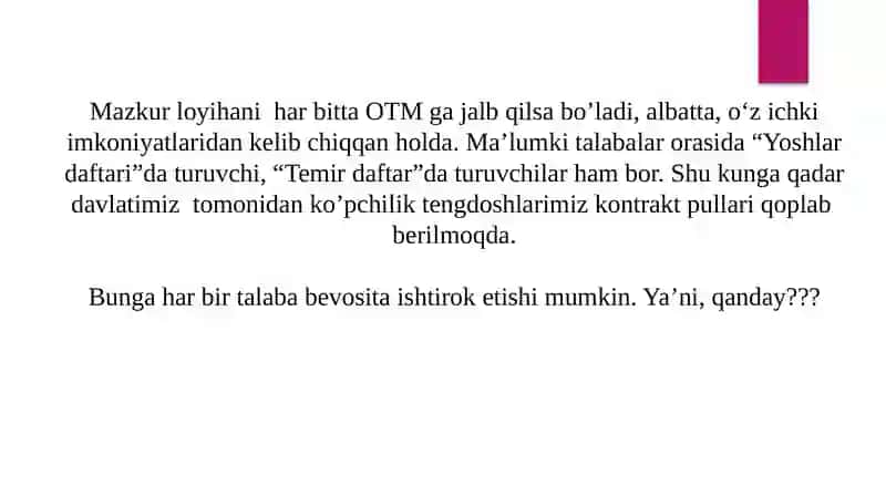 TALABADAN TALABAGA LOYIHASI 4