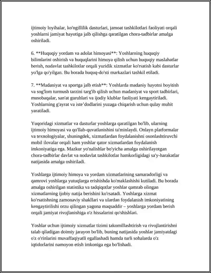 Yoshlarga Ijtimoiy Himoya va Yordam Xizmatlari 4