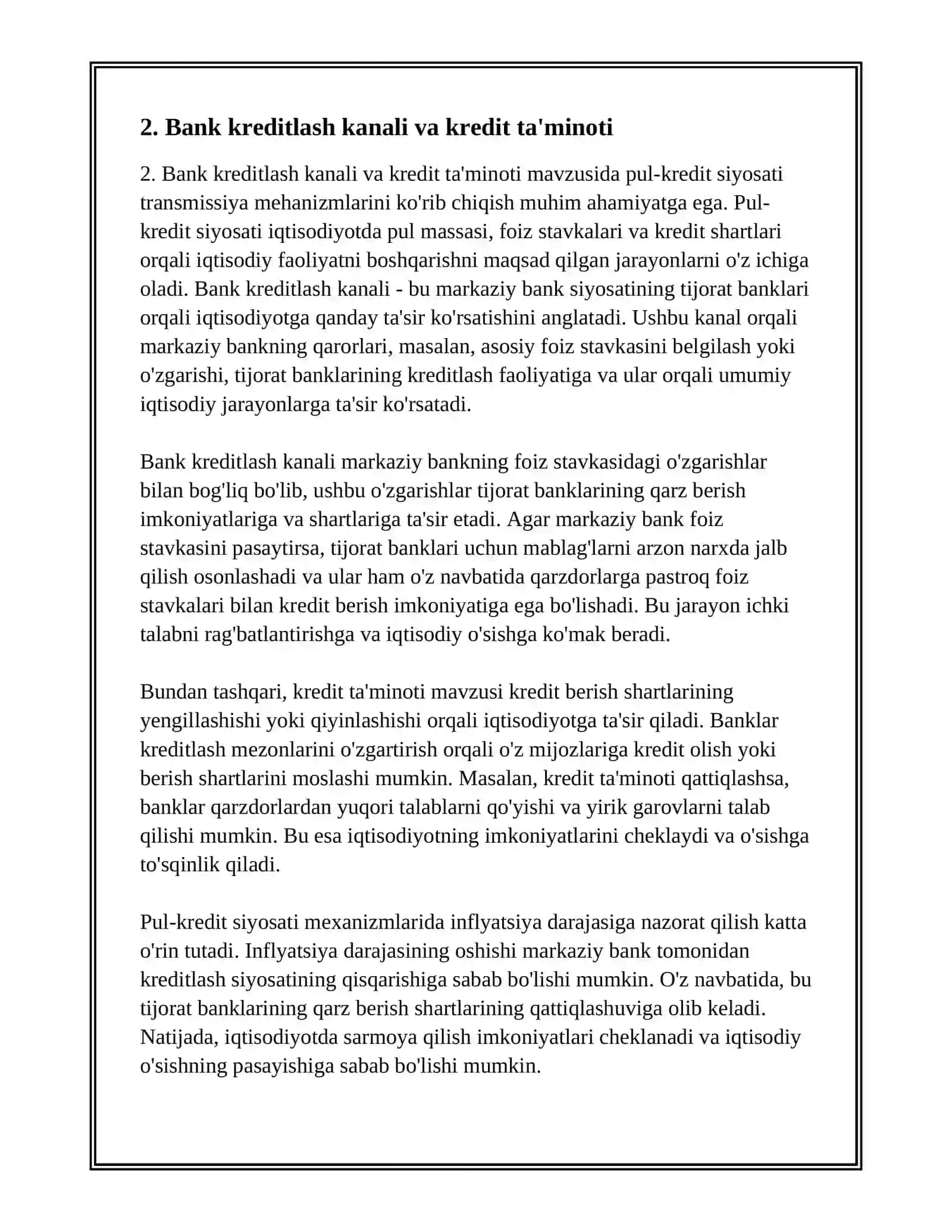 PUL KREDIT SIYOSATI TRANSMISSIYA MEHANIZIMLARI 4