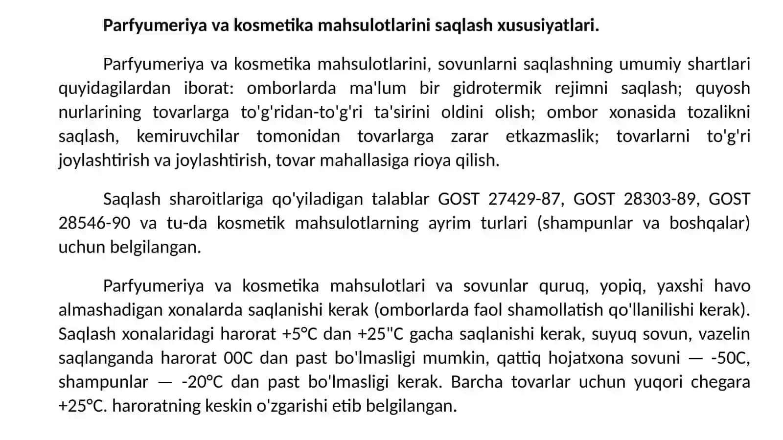 PARFYUMERIYA-KOSMETIKA MAHSULOTLARINI SAQLASH USULLARI VA TEXNOLOGIYALARI 4