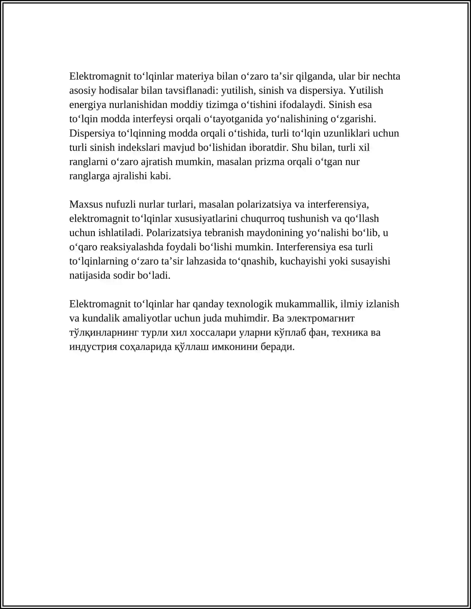 ELEKTROMAGNIT TOʻLQINLAR 4