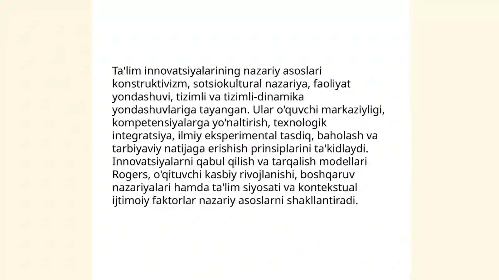Innovatsion pedagogika. Ta'lim innovatsialarining mazmuni, nazariy asoslari va turlari 4