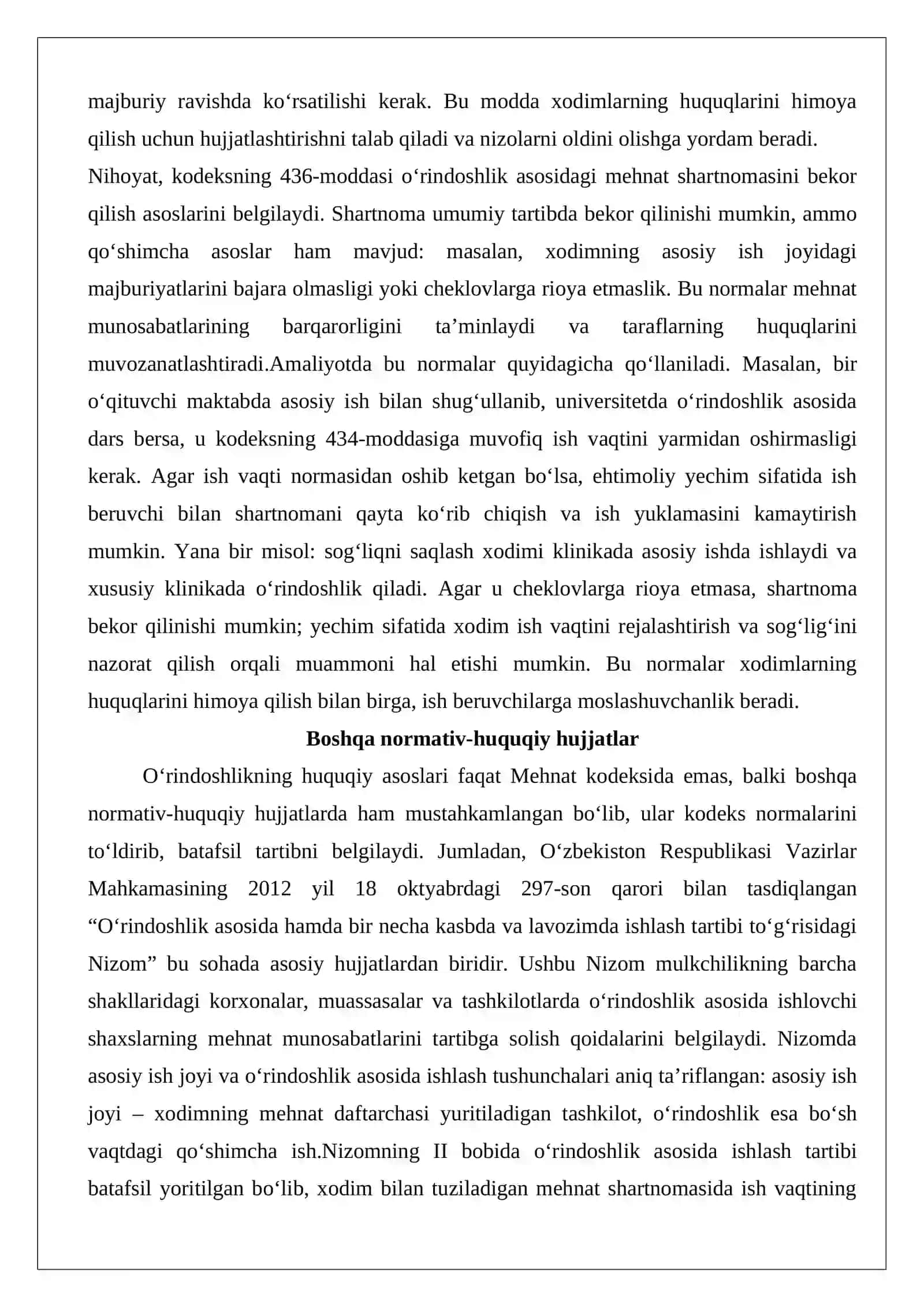 O‘rindoshlik asosida ishlovchi shaxslarning mehnatini huquqiy jihatdan tartibga solishning o‘ziga xos xususiyatlari 4