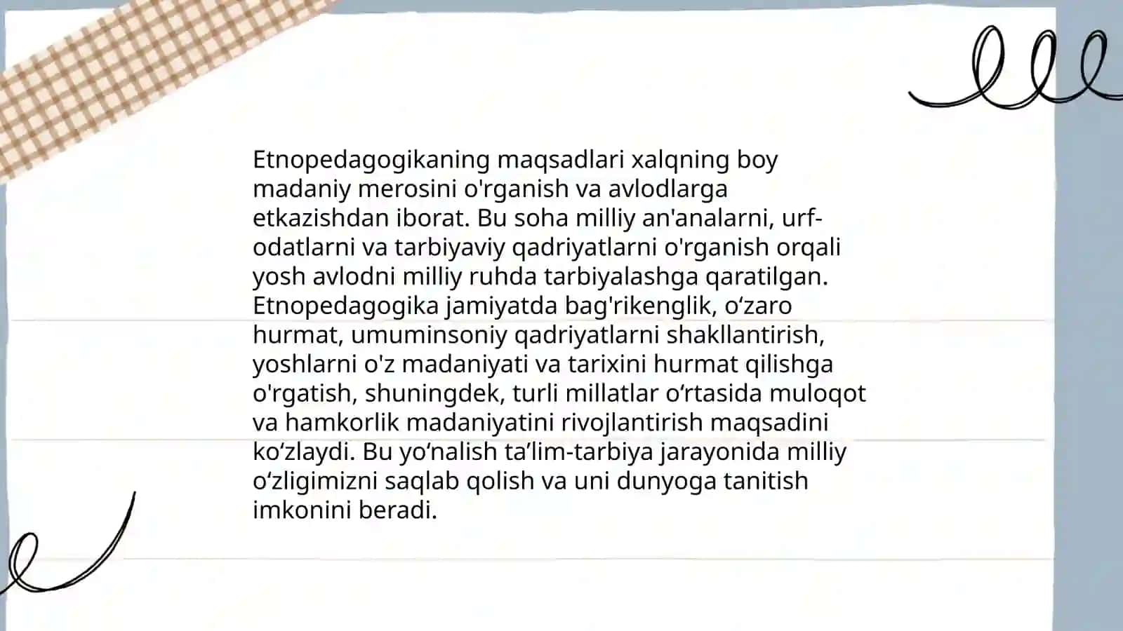 Etnopedagogika fanining maqsad va vazifalari, mazmuni 4