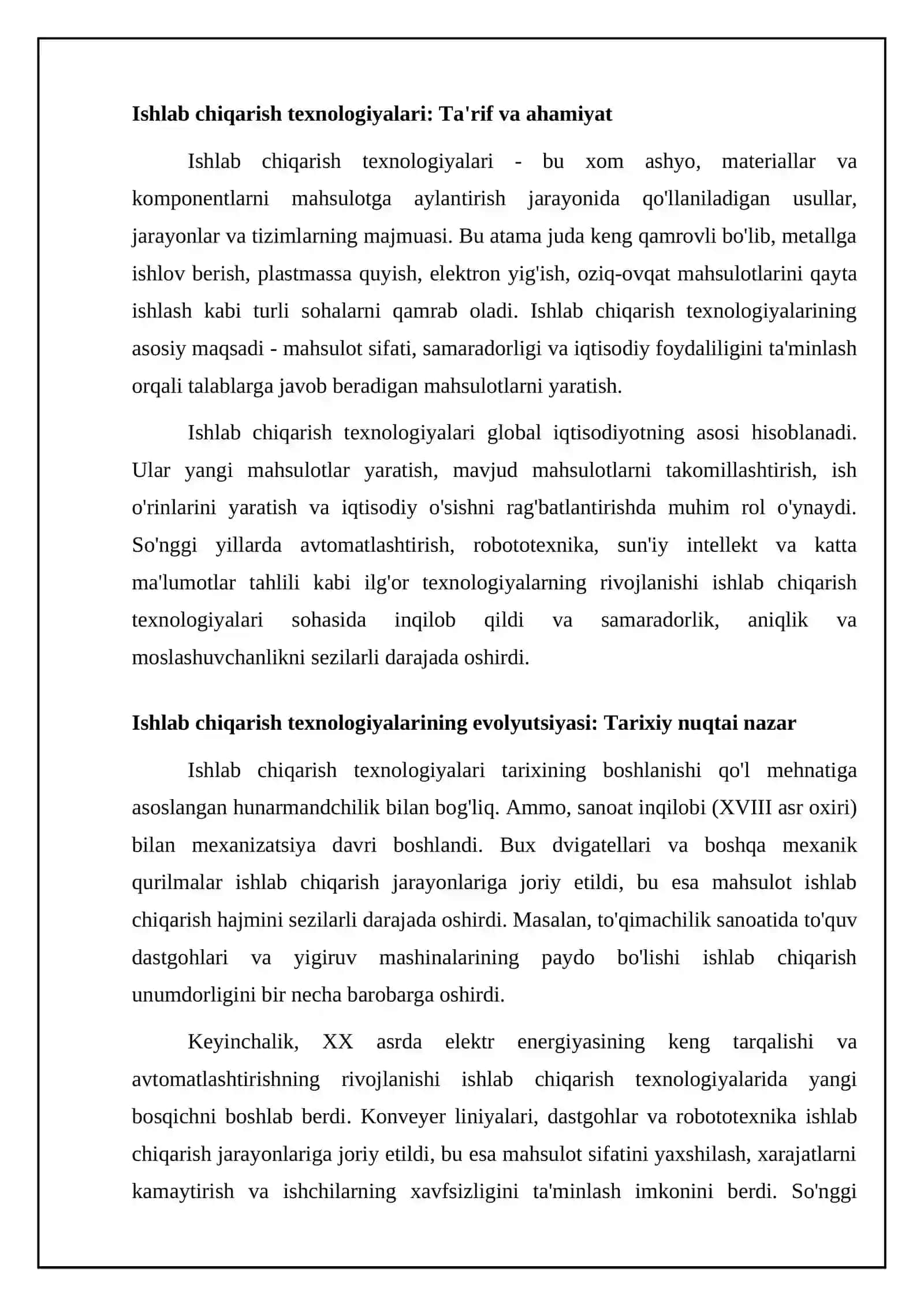 In ishlab chiqarish texnologiyasi 4