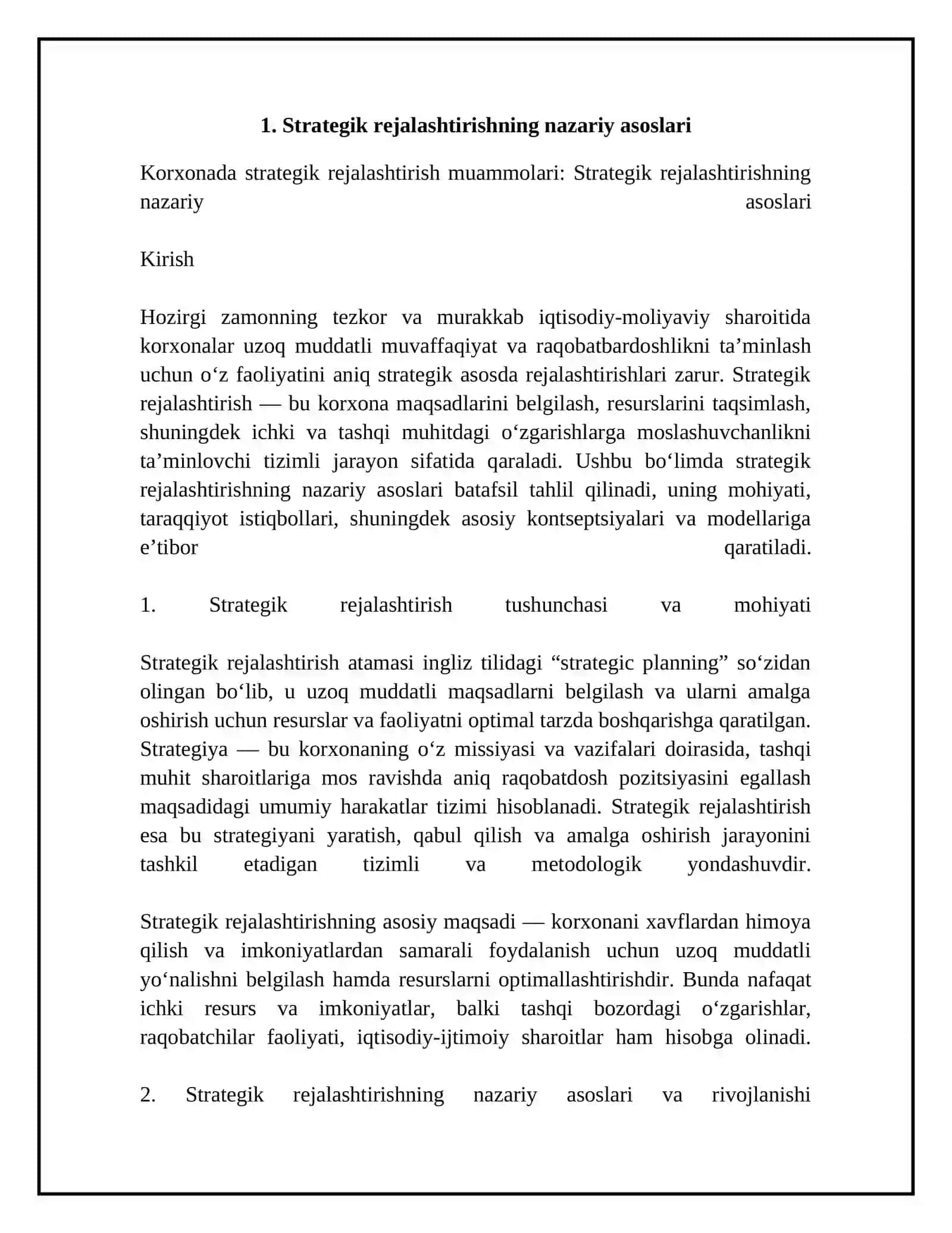 Korxonada strategik rejalashtirish muammolari 4
