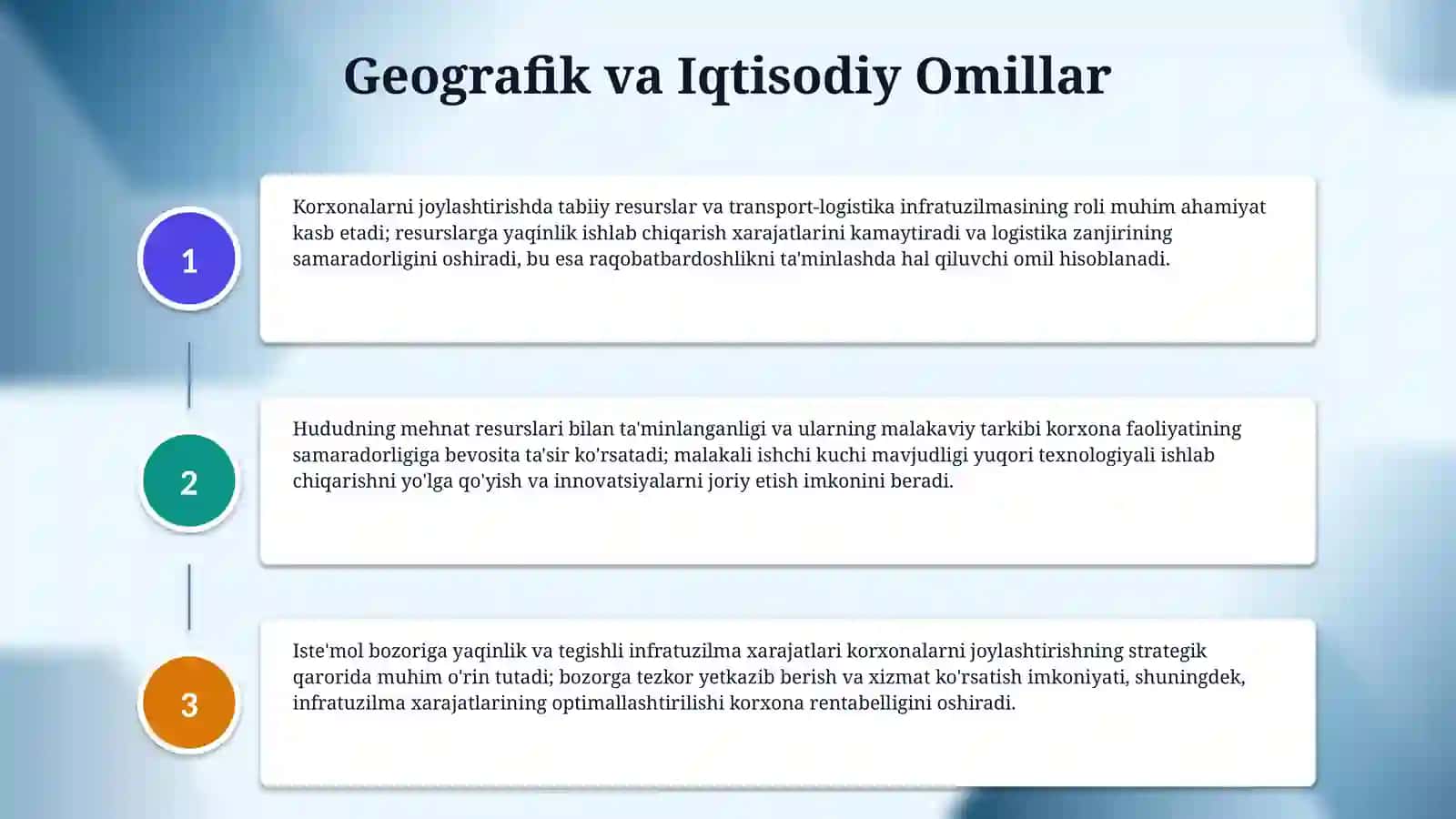Turli tarmoqlarda korxonalarni joylashtirishning qonuniyatlari. 4