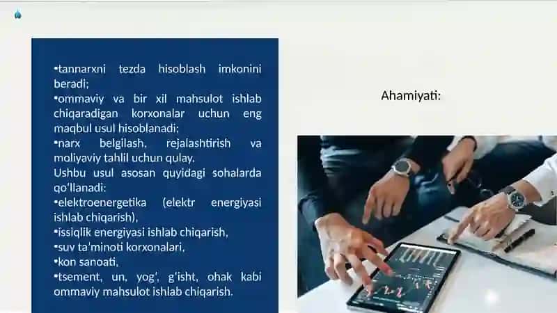 Kalkulyatsiya usullari: oddiy, buyurtma asosida va jarayonli kalkulyatsiya 4