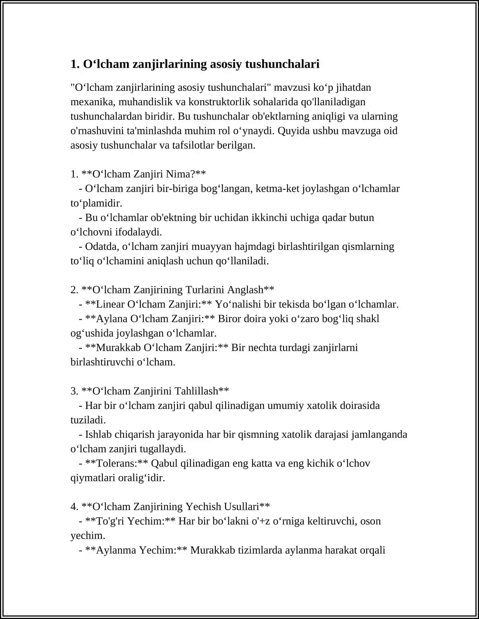 OʻLCHAM ZANJIRLARI TURLARI VA MASHINASOZLIKDAGI AHAMIYATI 4