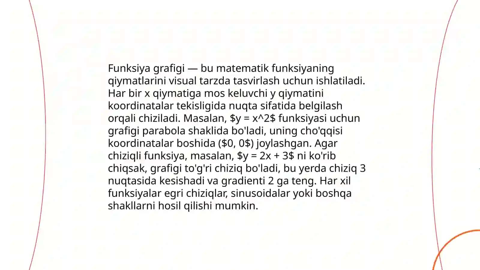 Funksiya va uning kôrinishlari.Asosiy element funksiyalar 4