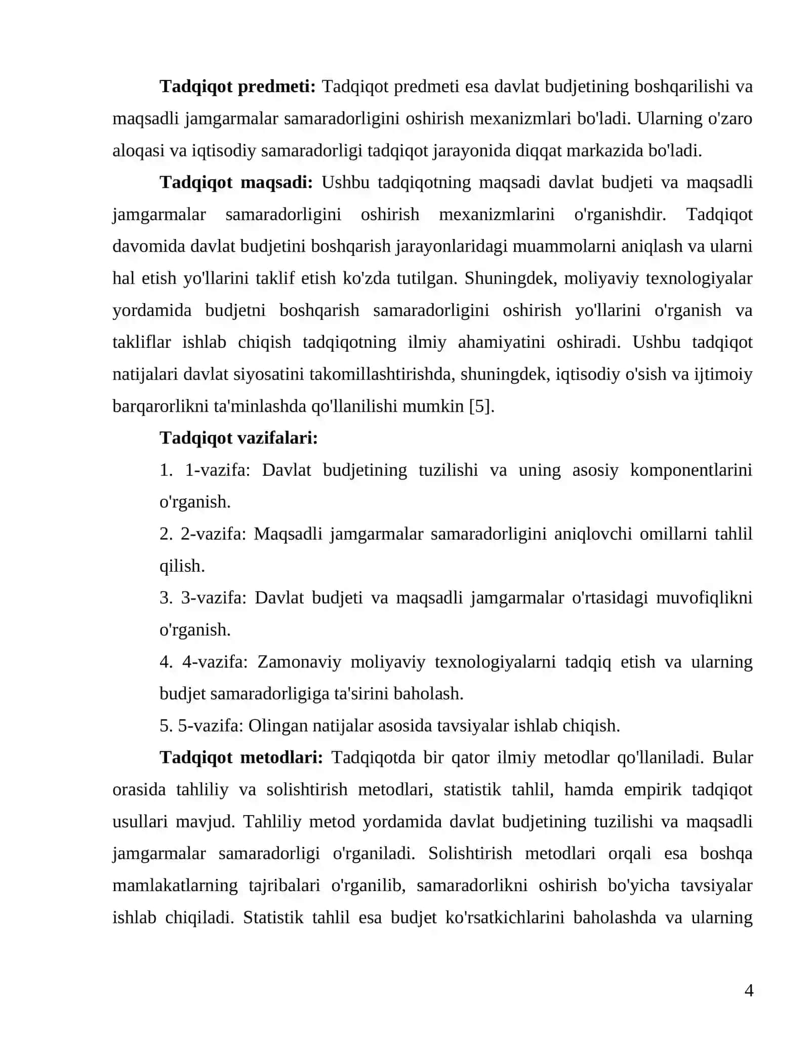 Davlat budjeti va maqsadli jamgarmalar samaradorligini oshirish mexanizimlari 4