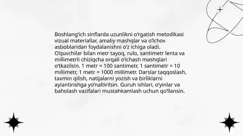 Boshlang'ich sinflarda asosiy miqdorlar va ularni òlchov birliklarini òrgatish metodikasi 4