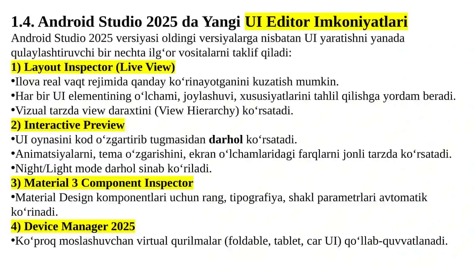 Boshqaruv Elementlari bilan ishlash 4
