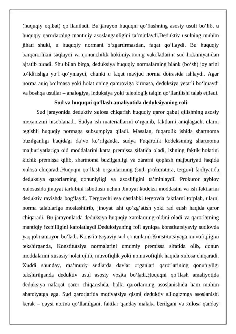 Yuridik Faoliyatda Deduktiv, Induktiv va Analogiya Bo‘yicha Xulosa Chiqarish 4