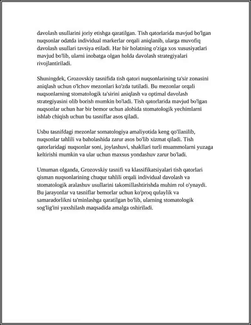 TISH QATORLARI QISMAN NUQSONLARINING GROZOVSKIY AMIRAEV VA PERZASHKEVICH BOʻYICHA TASNIFLARI 4