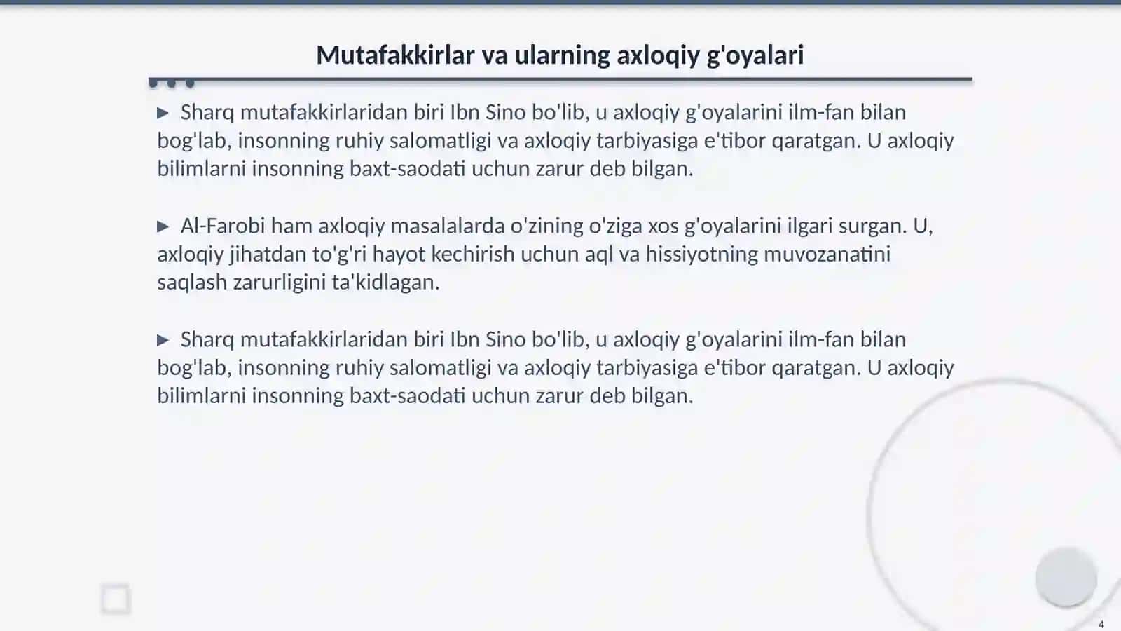 Sharq mutafakkirlarining axloqiy qarashlari 4