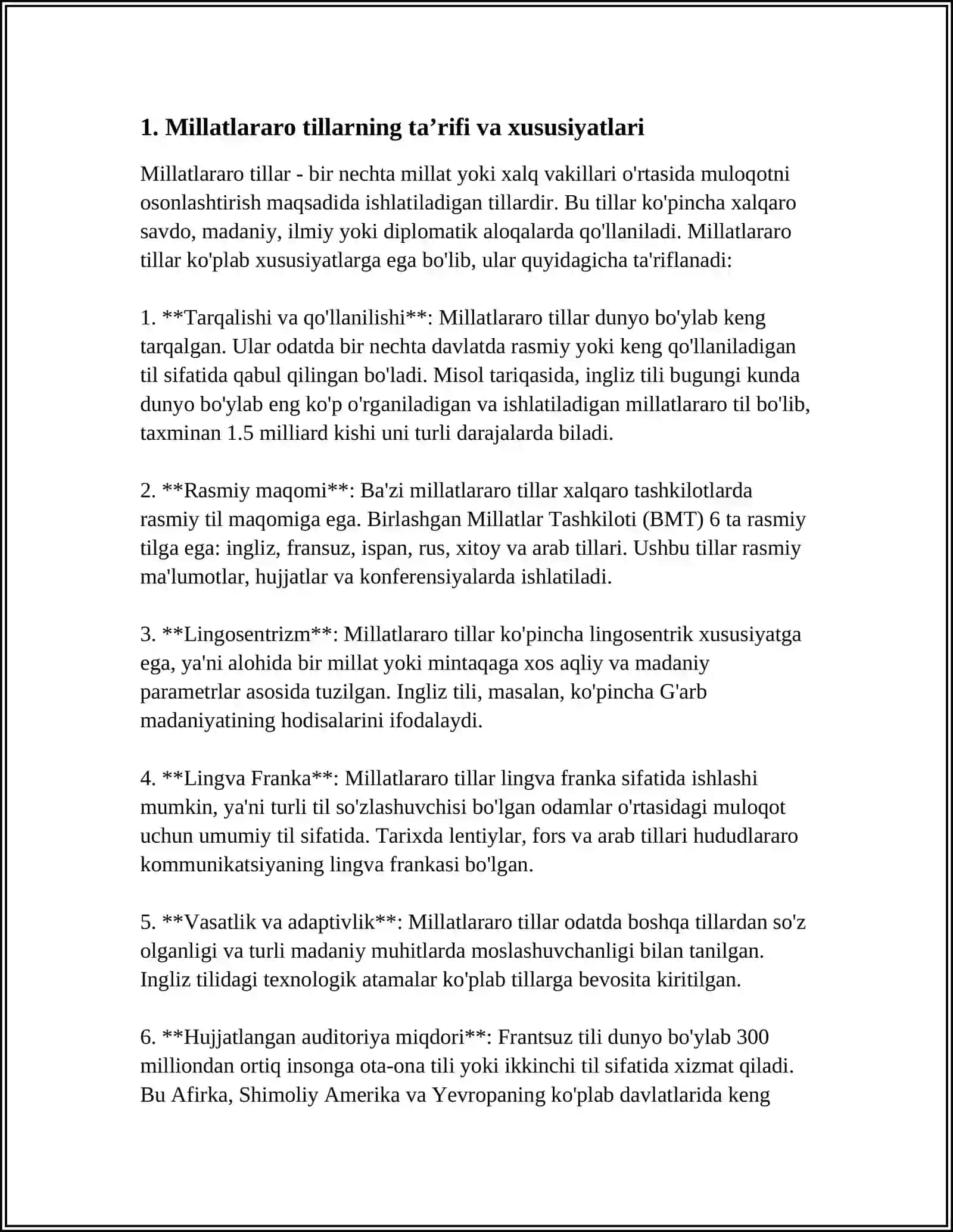 MILLATLARARO TILLAR. XALQARO TILLAR. SUN'IY TILLAR 4