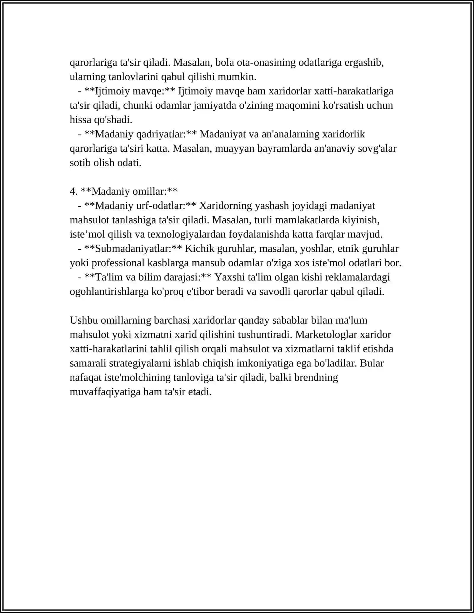 SANOAT TOVARLARI XARIDORINING MOTIVATSIYASINI O’RGANISH 4
