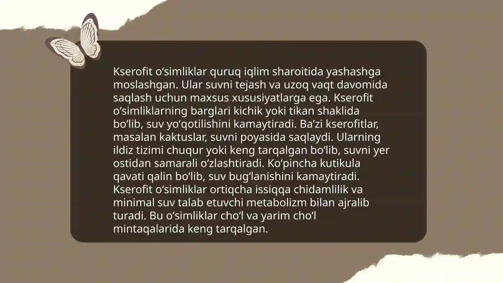 Oʻsimlik va hayvonlarda suv tanqisligiga moslashish 4