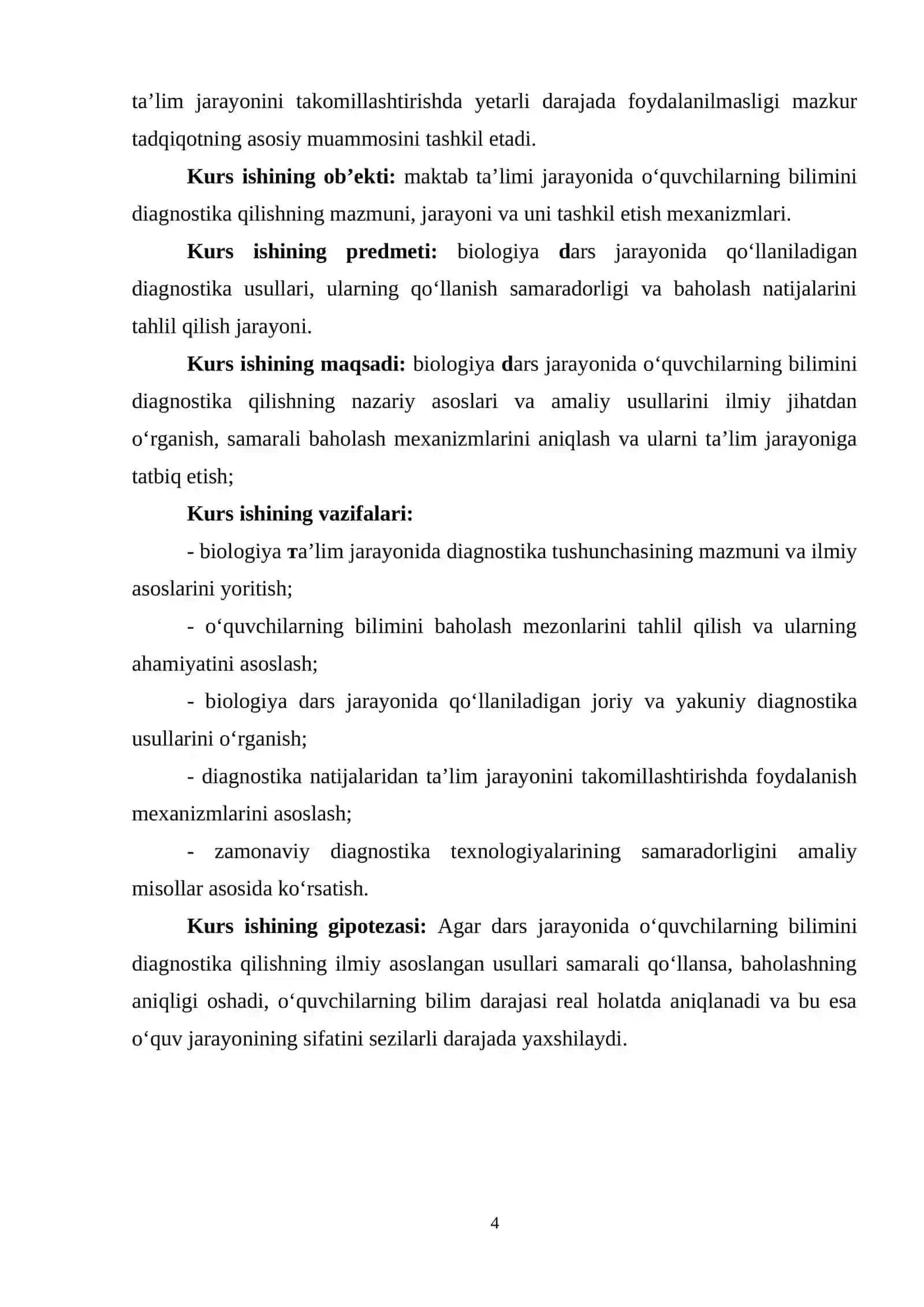 BIOLOGIYA KAFEDRASI DARS JARAYONIDA O‘QUVCHILARNING BILIMINI DIAGNOSTIKA QILISH 4