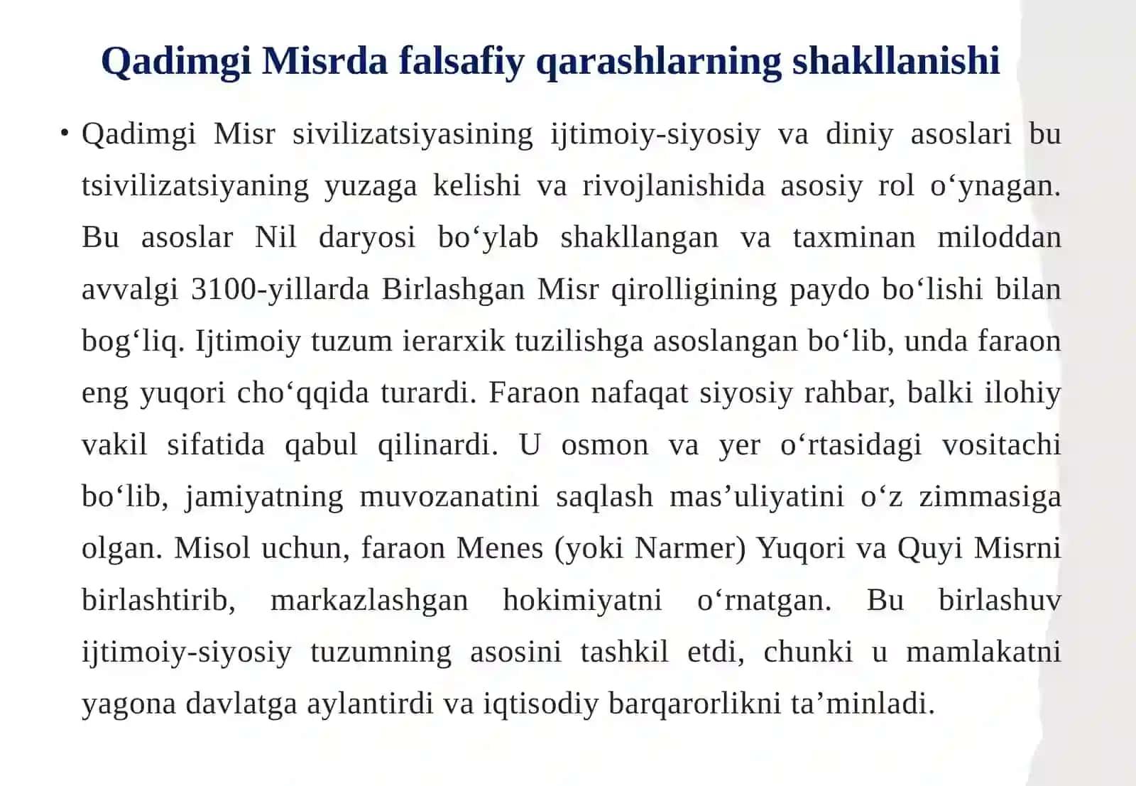 Qadimgi Misr va Babil dagi falsafiy qarashlarning shakllanishi 4