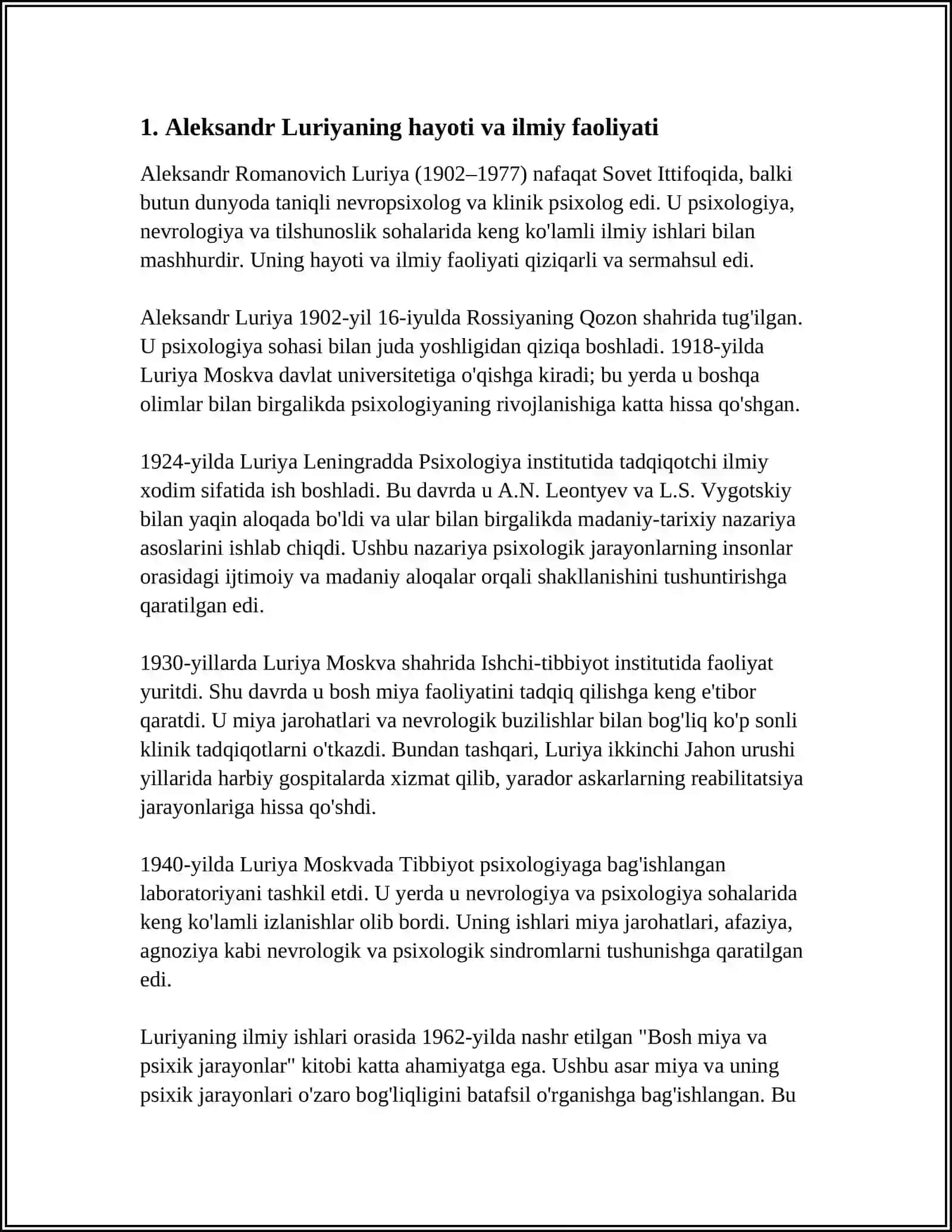 A.R.LURIYA NEYROPSIXOLOGIYA FANINING ASOSCHISI SIFATIDA 4