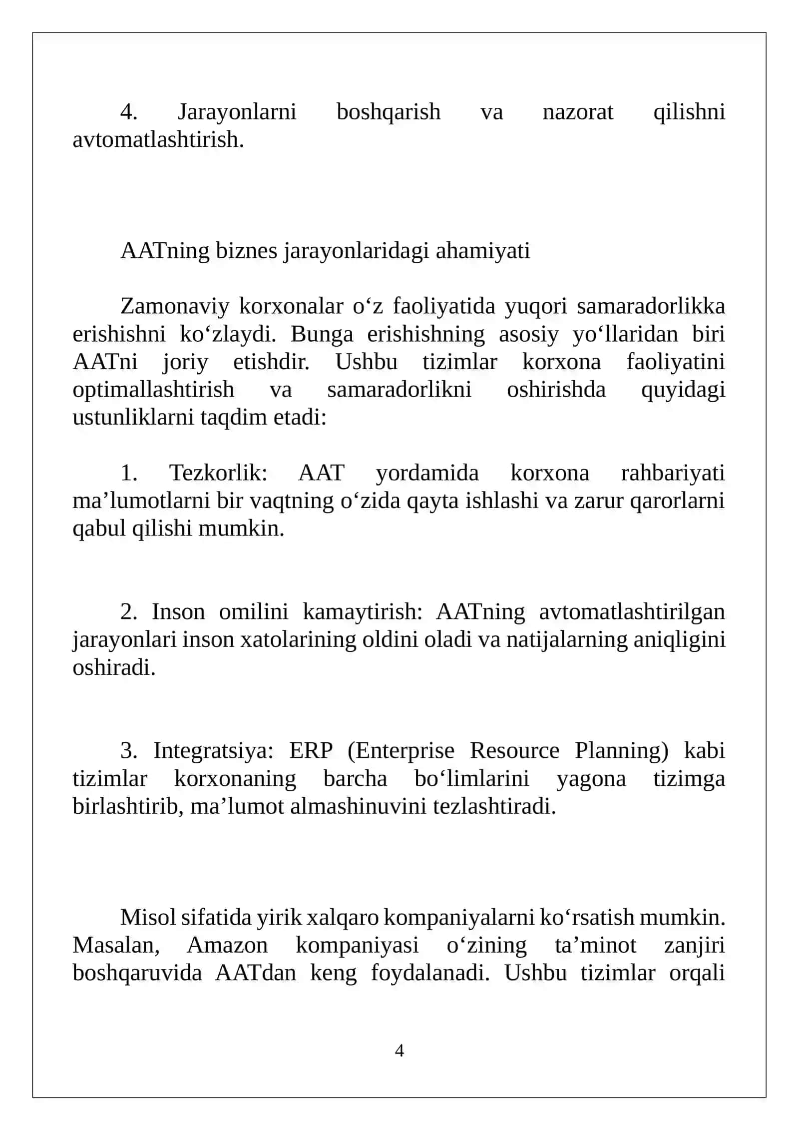 Biznes boshqaruvida avtomatlashtirilgan axborot tizimlari 4