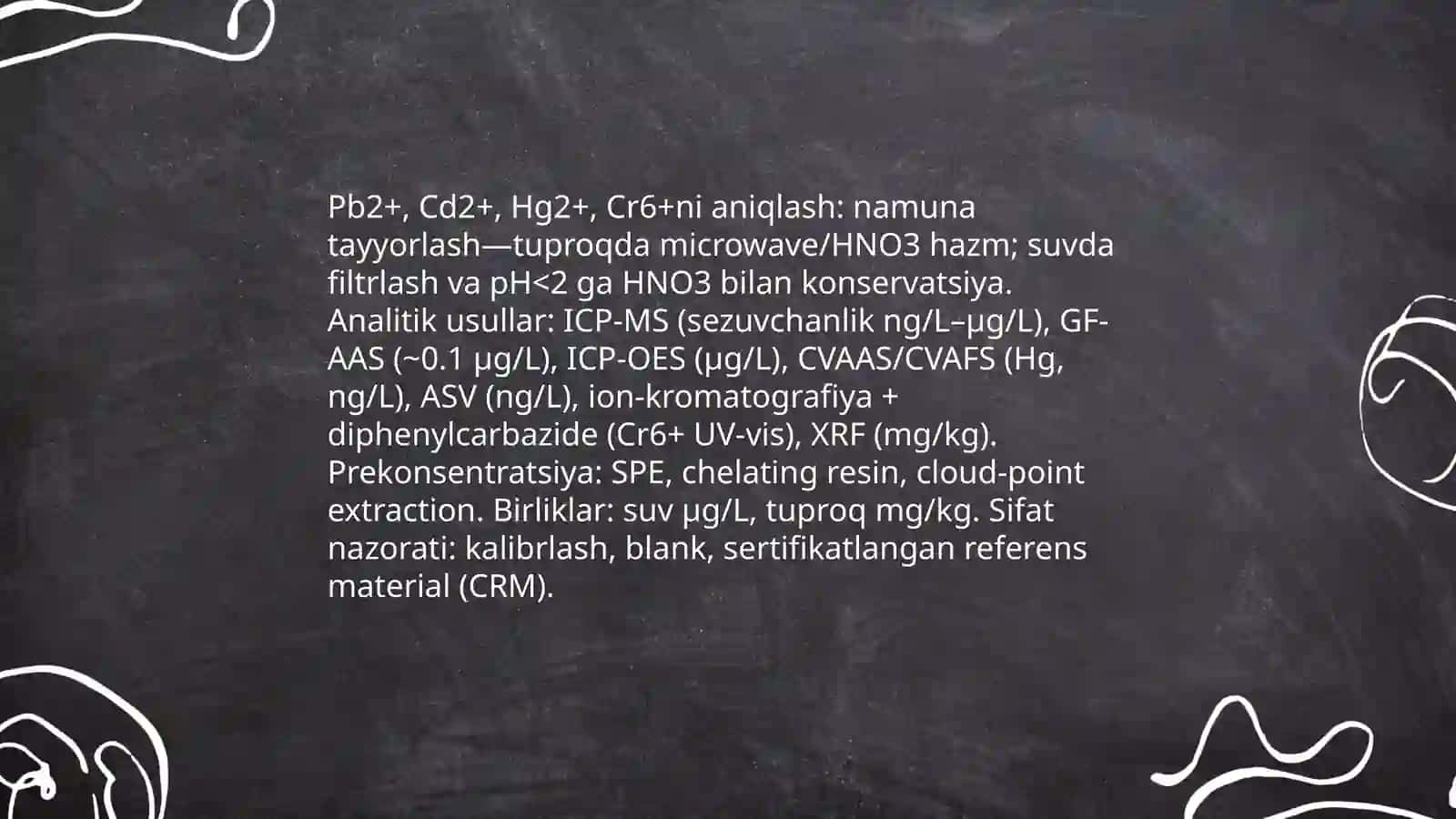 Tuproq va suvning ifloslanishi ion bog'lanishli birikmalarni aniqlash 4