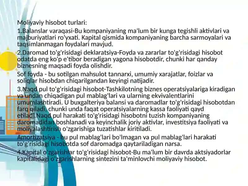 MOLIYAVIY  HISOBOTNING  TUZILISHI 4
