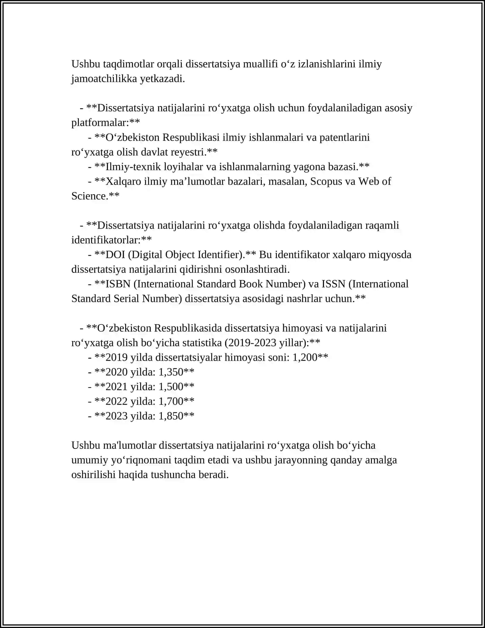 TADQIQOT NATIJALARINI RO‘YXATGA OLISH VA NASHR ETISH, ILMIY NASHRLAR TURLARI 4