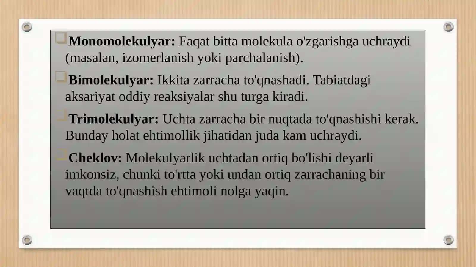 Kimyoviy kinetika va kataliz fanidan ta'lim 4