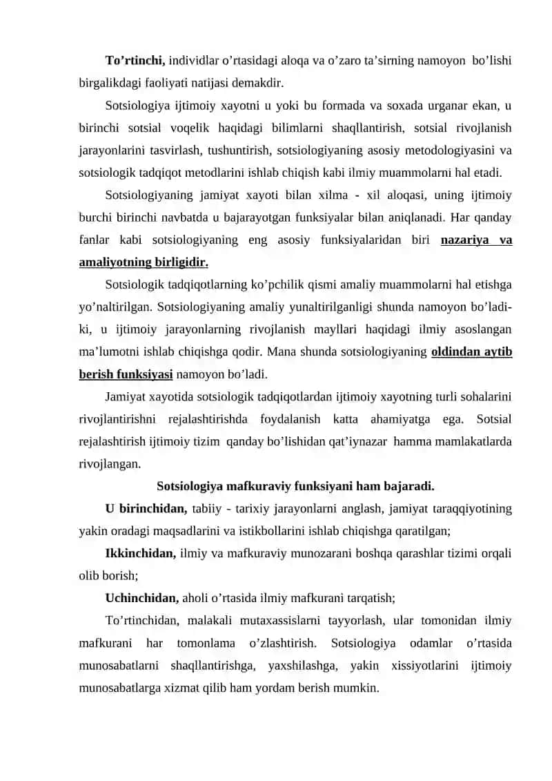 Sotsiologiya fanining asosiy vazifalari 4