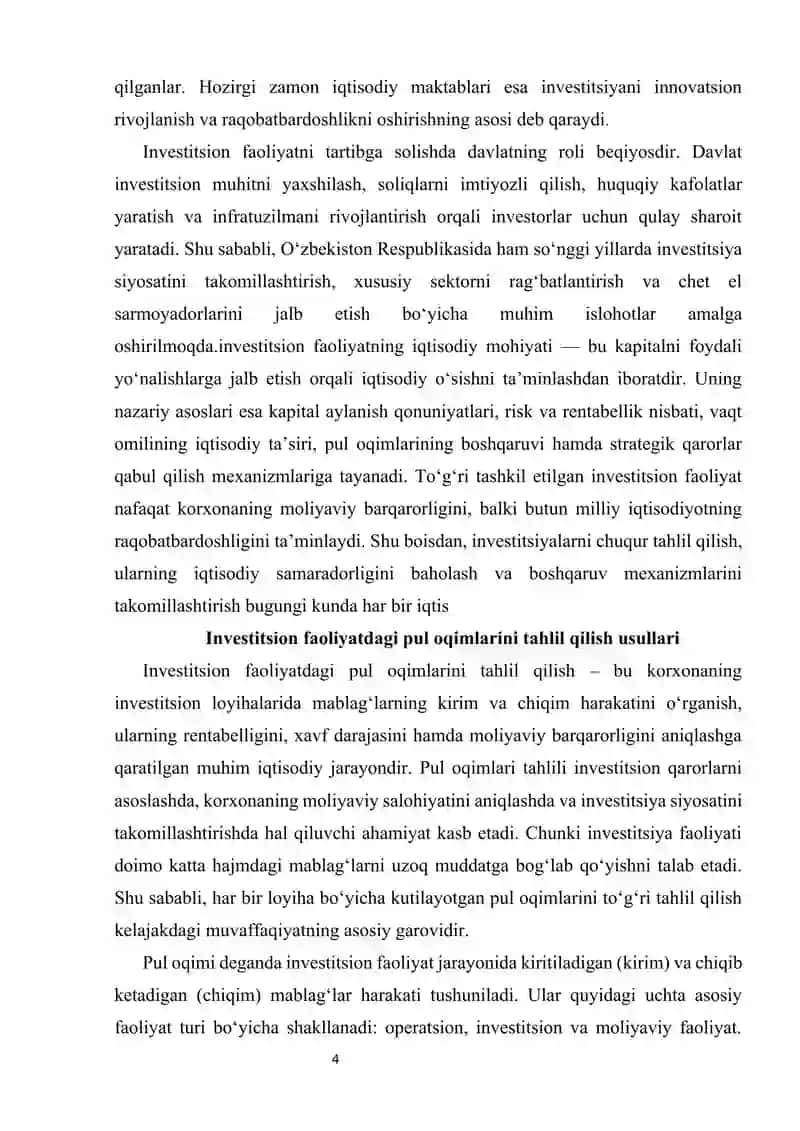 Investitsion faoliyatdagi pul oqimlari tahlili 4