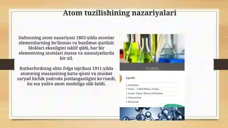 Elementlarning davriy sistemasi atom tuzilishini nazariyalari 4
