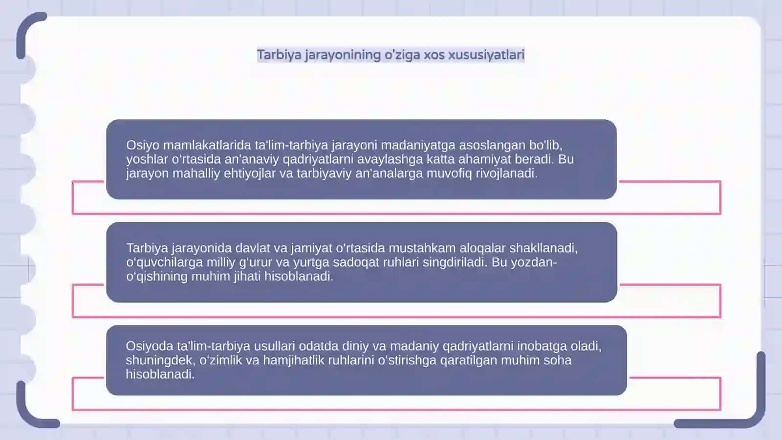 Osiyo mamlakatlarida ta'lim-tarbiya jarayonining o'ziga xos xususiyatlari 4