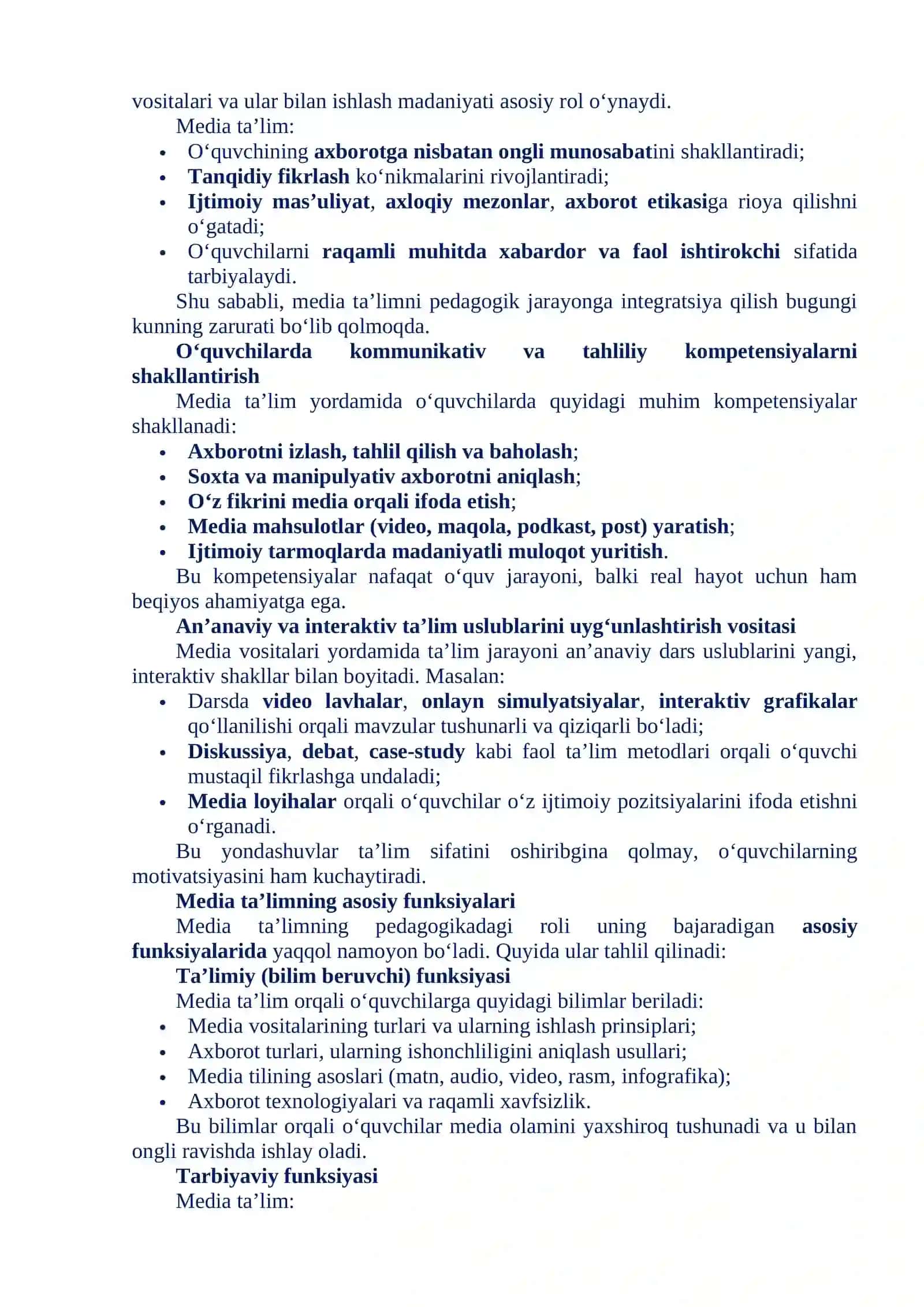 MEDIA TA’LIM NAZARIYASINING PEDAGOGIKADAGI O‘RNI 4