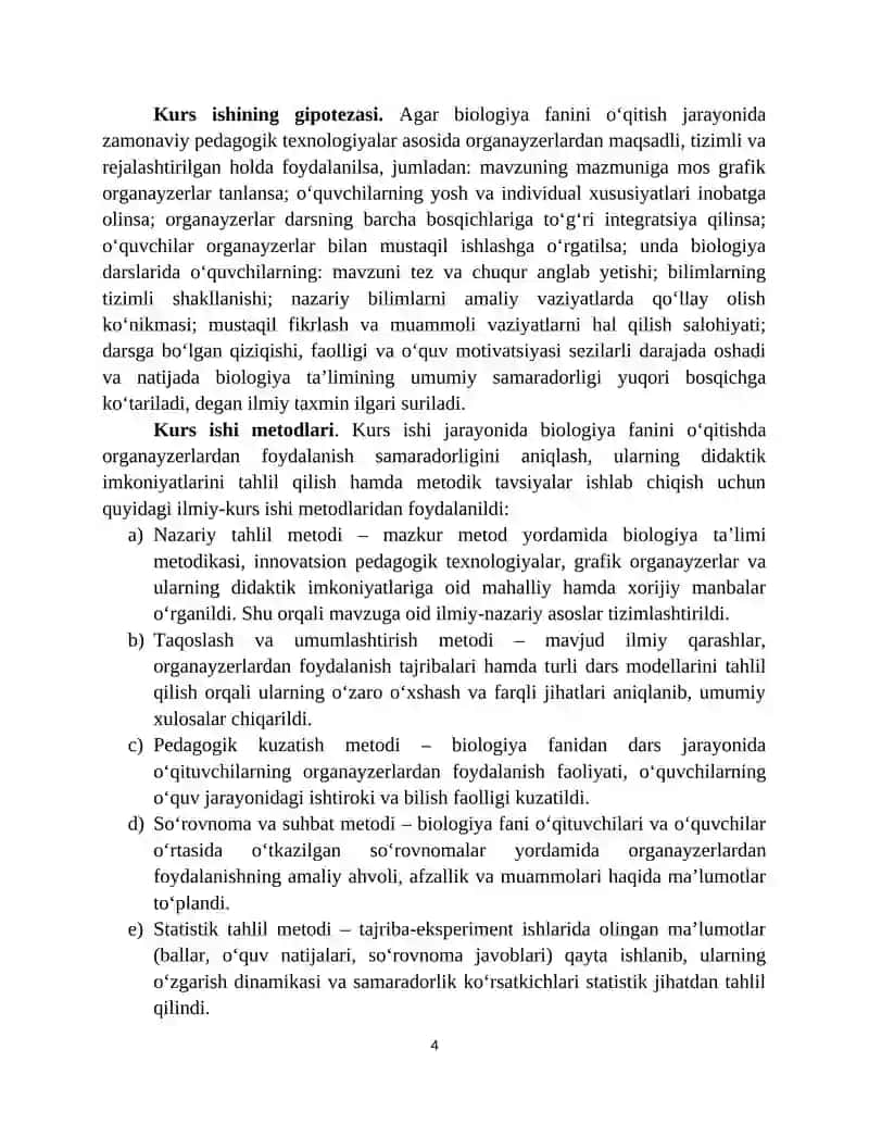 Biologiya fanidan dars jarayonida organayzerlardan foydalanish usullari 4