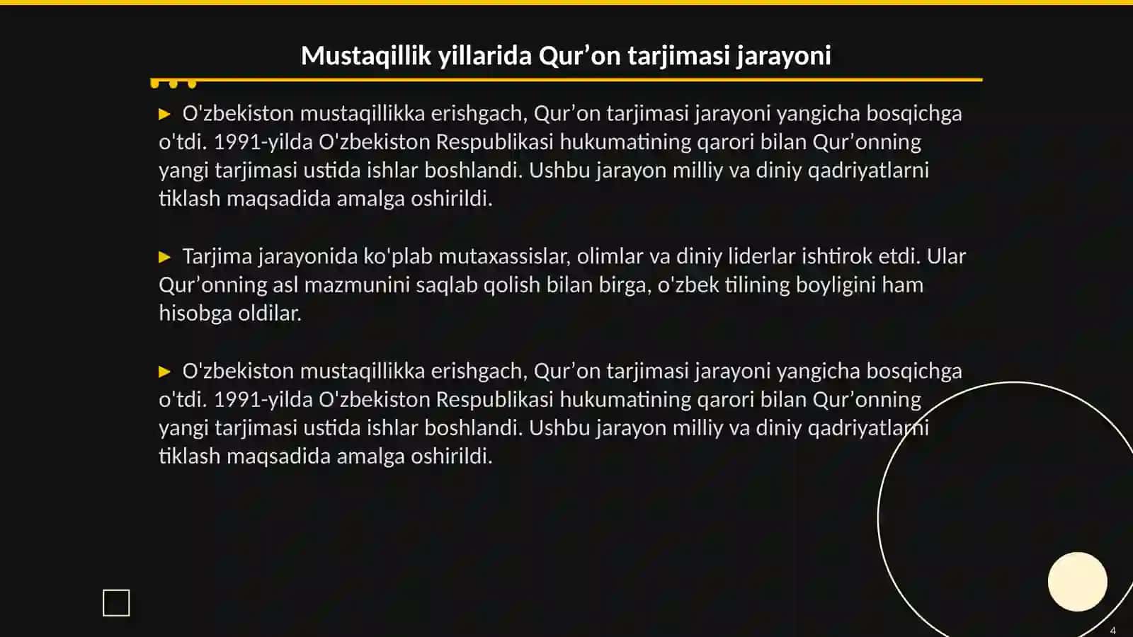 Mustaqillik yillarida Qurʼonning oʻzbek tiliga tarjima qilinishi va tafsirlari 4