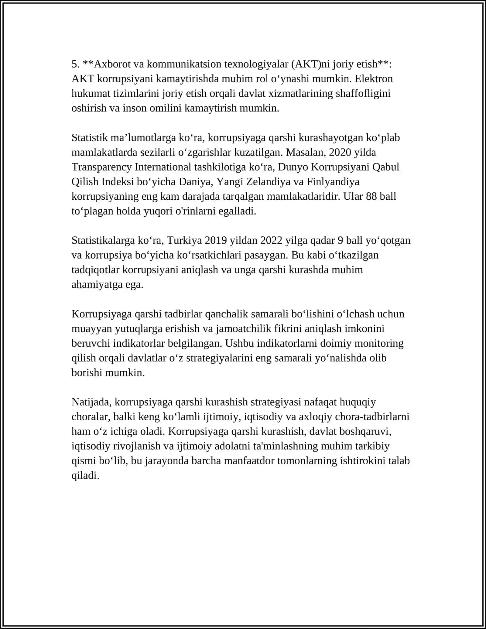 MAMLAKTIMIZDAGI QONUN HUJJATLARIDA KORRUPSIYGA QARSHI KURASHISH SIYOSATI 4