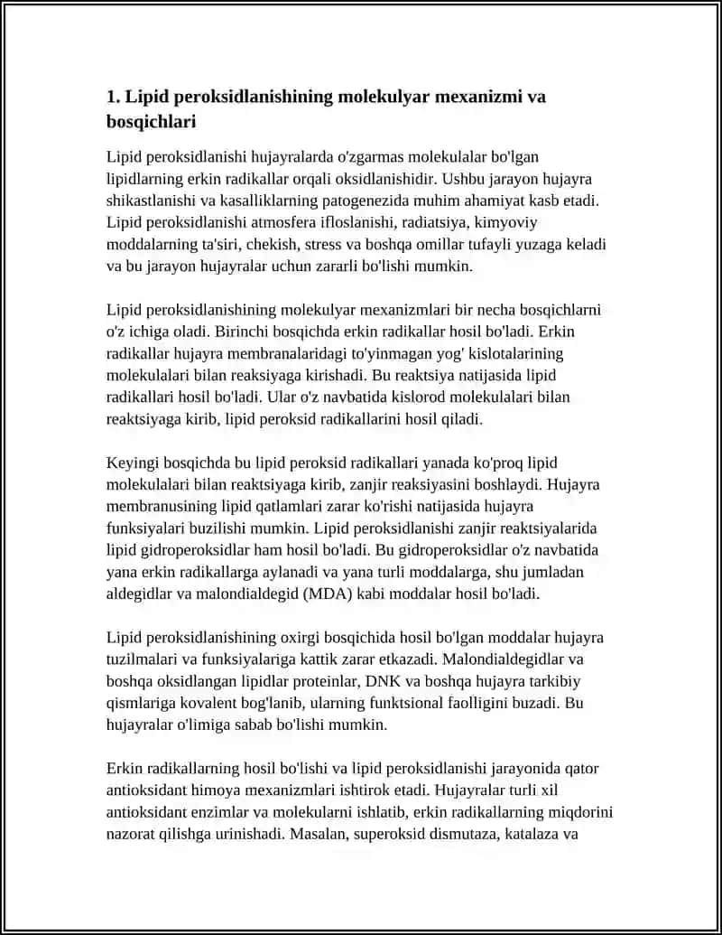 LIPIDLARNI PEROKSIDLANISHI VA HUJAYRA SHIKASTLANISHI PATOGENEZDAGI AHAMIYATI 4