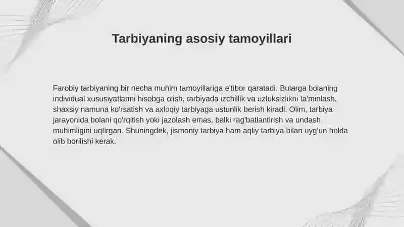 Abu Nasr Farobiyning ta’limiy-tarbiyaviy qarashlari: barkamol avlodni shakllantirish falsafasi 4