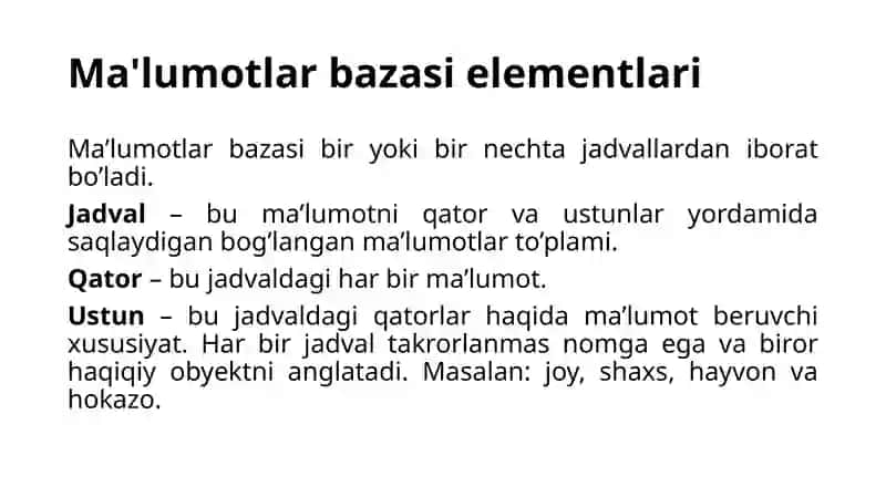 SQL tilidagi ma’lumotlar ustida turli amallar bajarish (davomi) 4