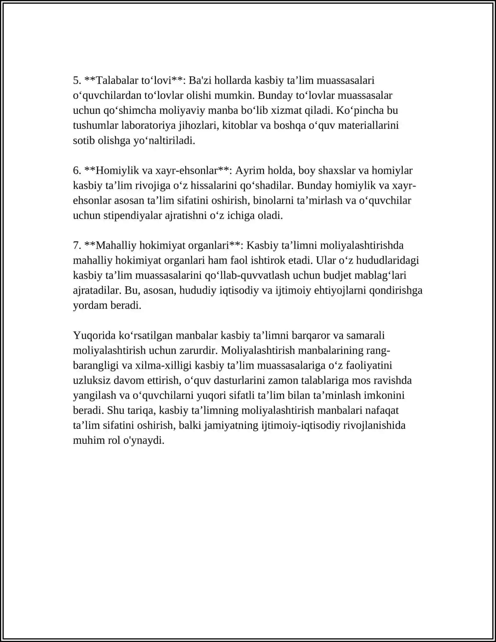 INSON HAYOTIDA KASBIY TA‘LIMNI MOLIYALASHTIRISHNIN DOLZARBLIGI 4