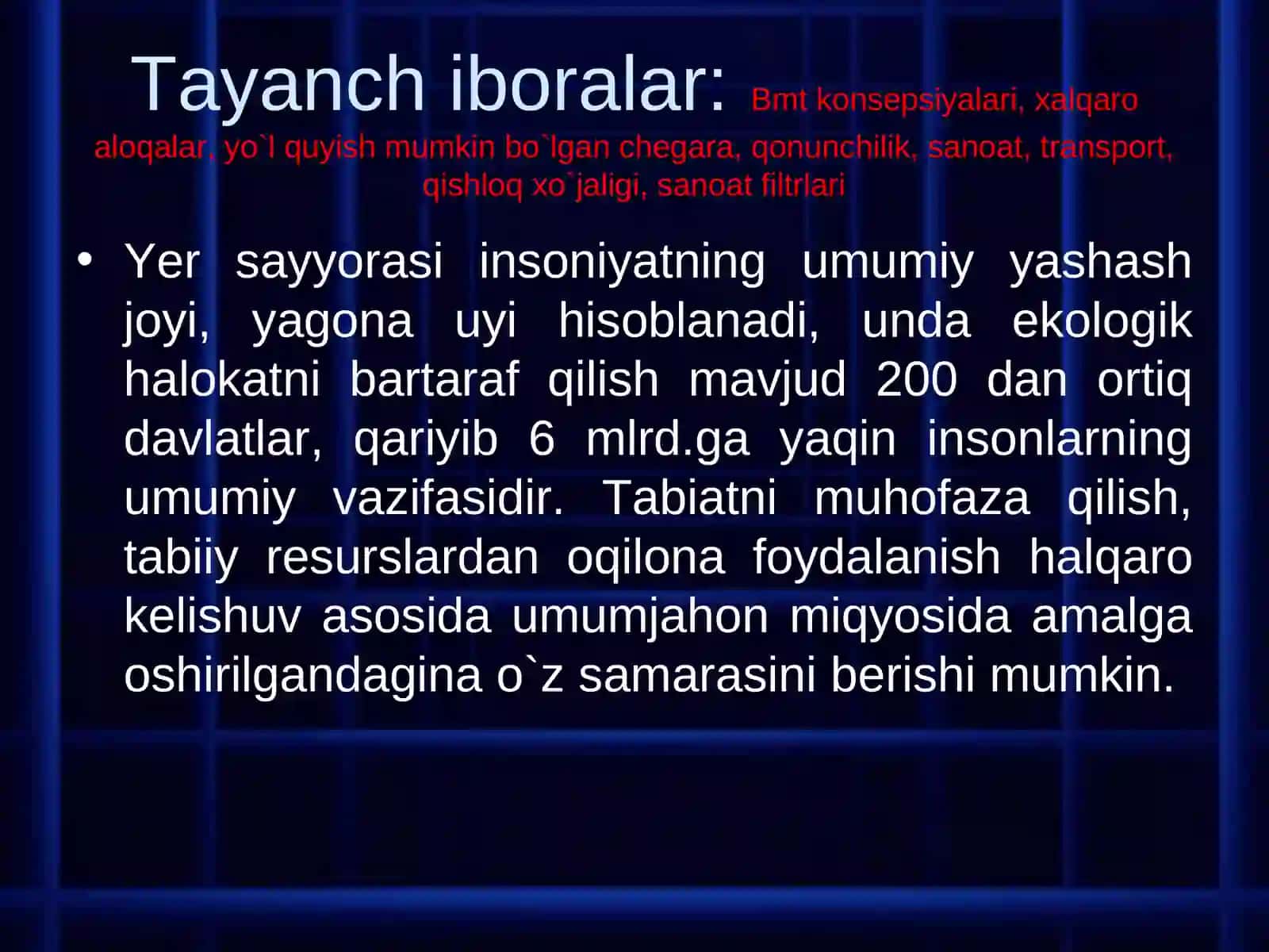 O`zbekistonda atrof – muhitni muhofaza qilishdagi vaziyat 4