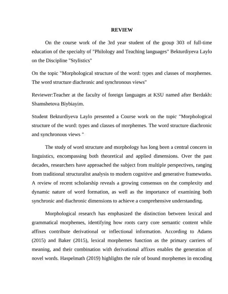 Morphological structure of the word: types and classes of morphemes. The word structure diachronic and synchronous views 4