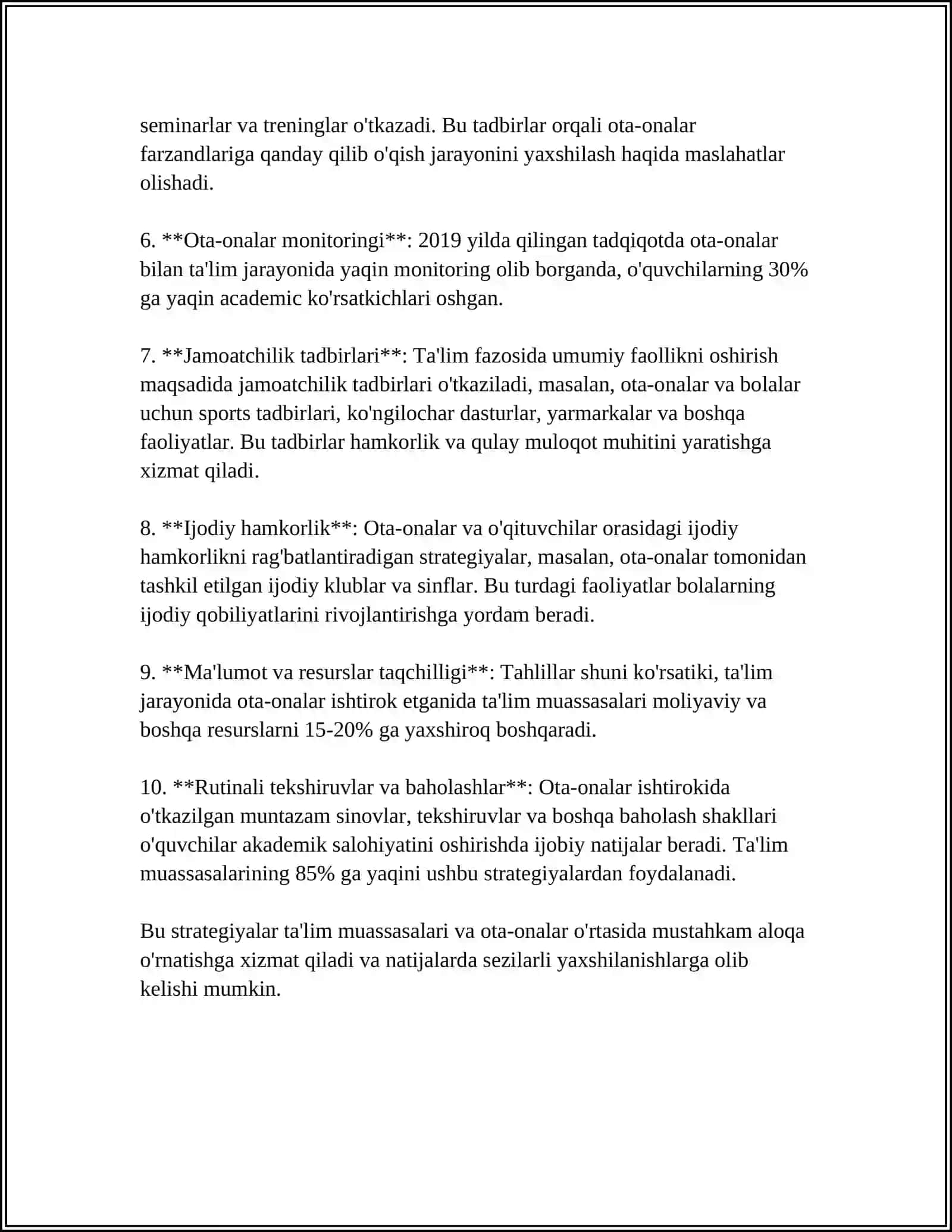 MUSTAQIL ISH Mavzu: TA'LIM MUASSASASINING OTA- ONALAR VA JAMOATCHILIK BILAN GURUH TARZIDAGI ISHLASH SHAKILLARI 4